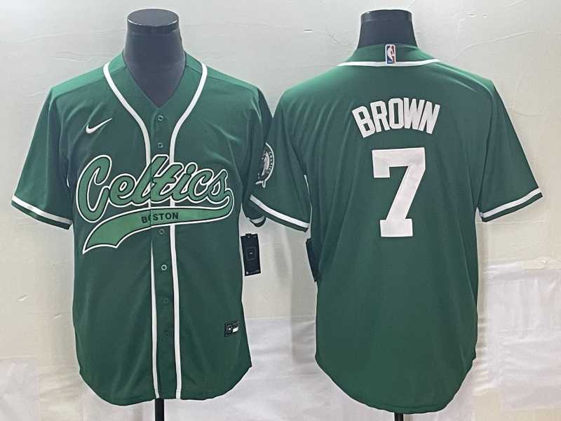 Mens Boston Celtics #7 Jaylen Brown Green With Patch Stitched Baseball Jersey->boston celtics->NBA Jersey